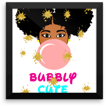 Bubbly Cute Afro Girl Framed Poster, Kids Room Decor, - Nursery (480x480)