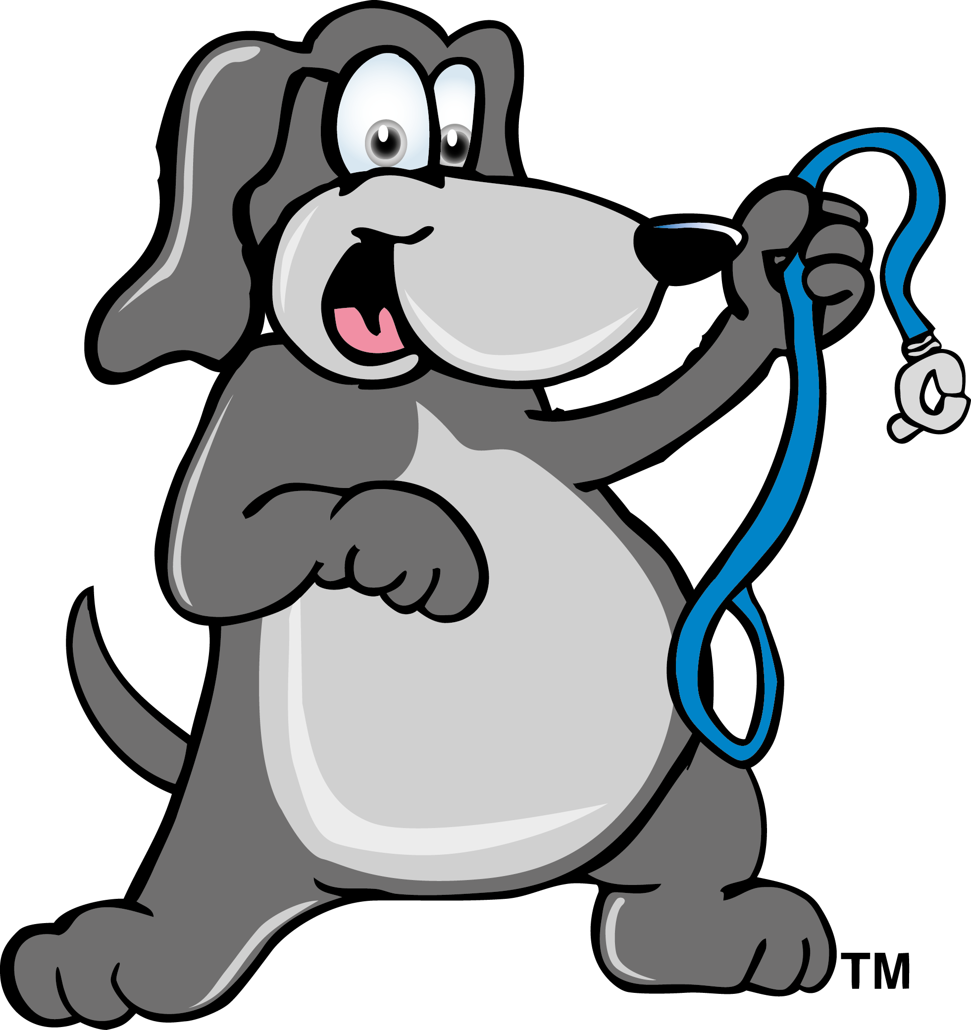 Fat Dog With A Leash - Dog Walking Cartoon (1961x2081)