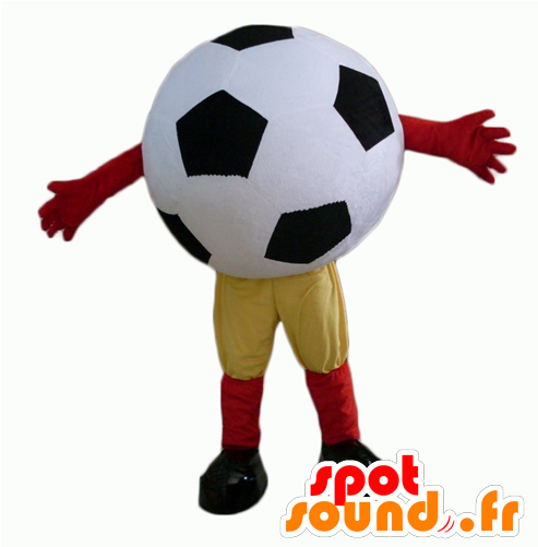 Γιγαντιαία Μπάλα Ποδοσφαίρου Μασκότ, Μαύρο Και Άσπρο - Mascotte Ballon De Foot (600x600)