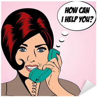 Woman Chatting On The Phone, Pop Art Illustration Sticker - Art Print: Andreea's Woman Chatting On The Phone, Pop (400x400)