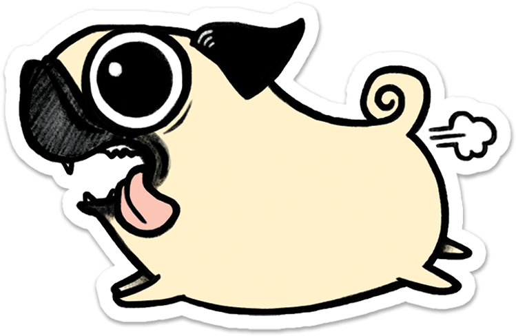 Crazy Pug Sticker Give A Fluff - Pug Png (800x800)