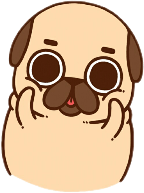 Pug Dog Cute Lovely Kawaii Ftestickers - Pug Cartoon (500x668)