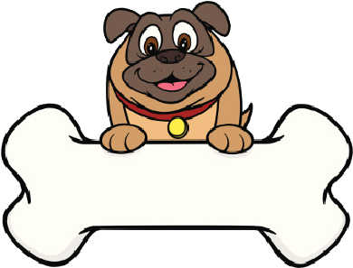 Pug Cartoon Dog Image - Dog With Bone Cartoon (500x300)