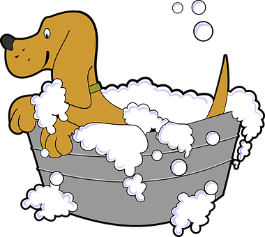 Animal Bath Canine Clean Dog Pet Soap Tub - Dog In Tub Clipart (460x411)