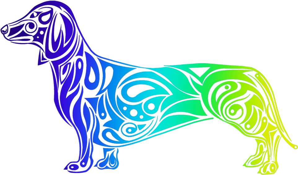 Tribal Design Blue By Hummingbird26 - Dachshund Drawings (1024x576)