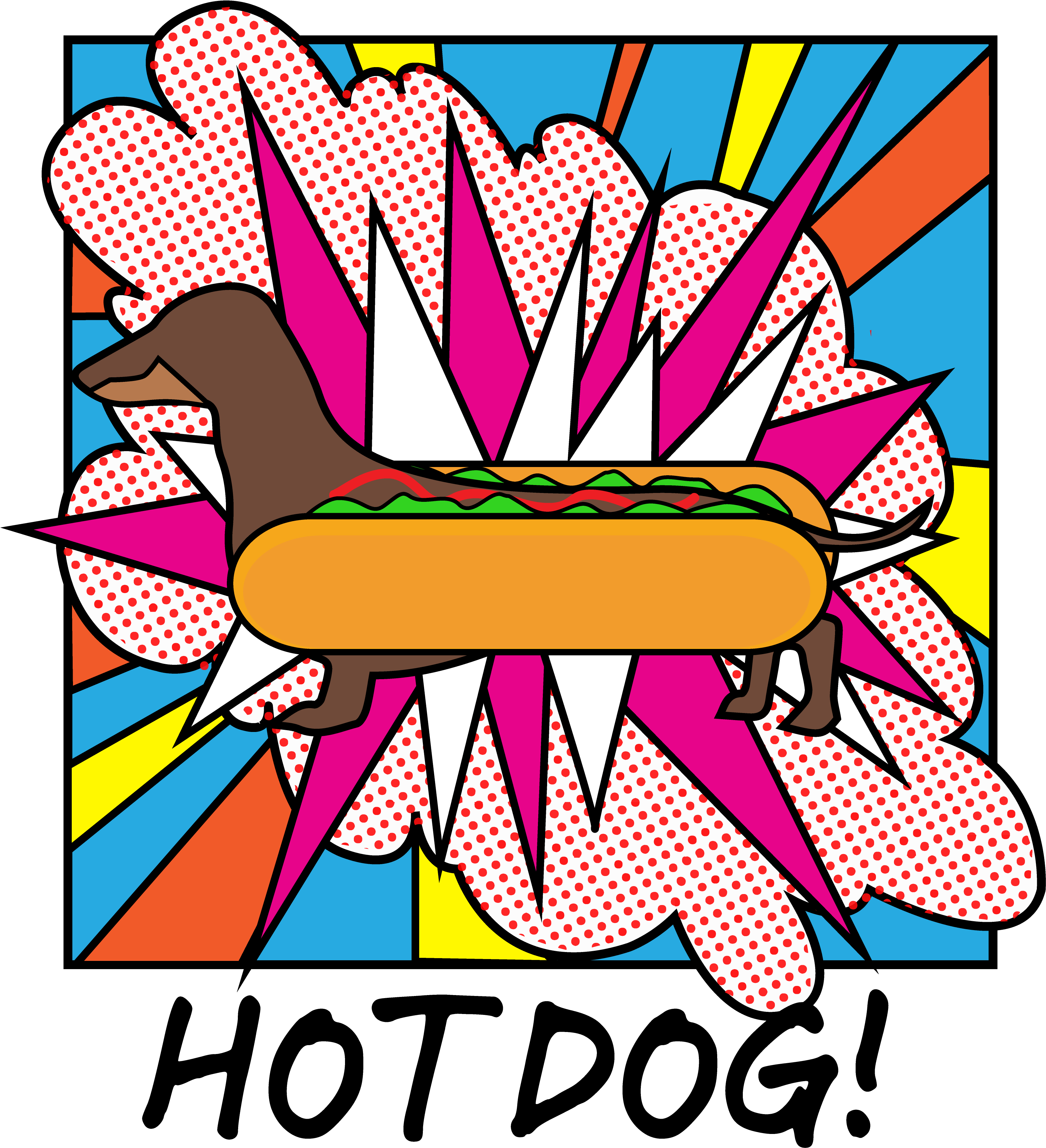 Hotdog Dachshund Dog Retro Pop Art - Hotdog Dachshund Dog Retro Pop Art (4500x5400)