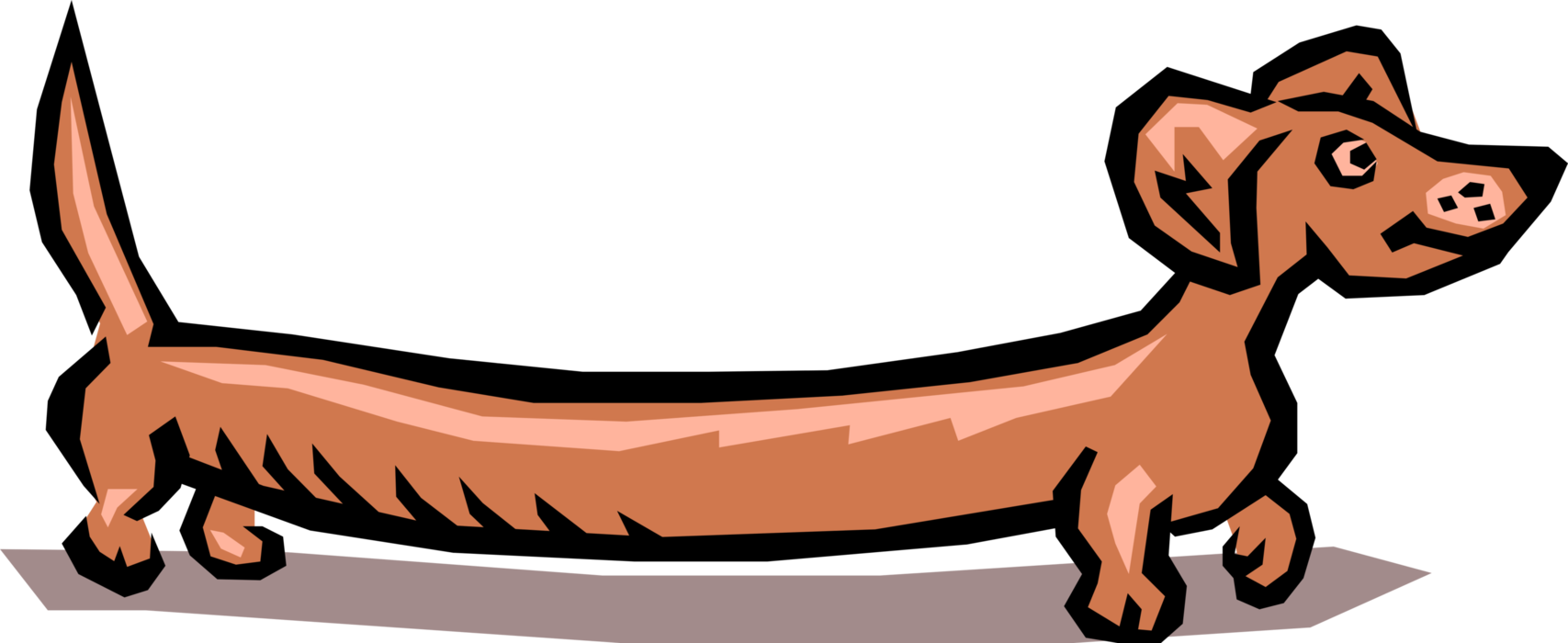 Vector Illustration Of Cartoon Wiener Dog Dachshund Weiner Dog Clip