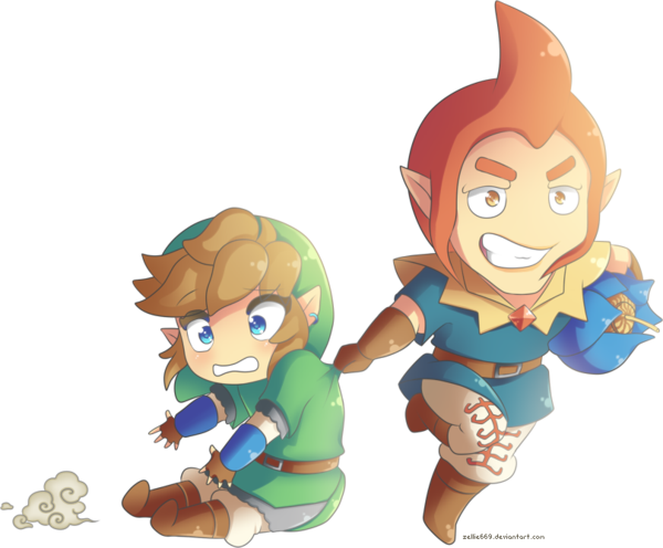 Chibi Link And Groose By Zelbunnii - Legend Of Zelda Skyward Sword Chibi (600x496)