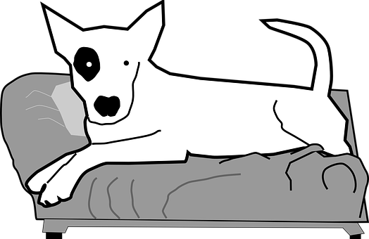 Dog Pet Animal Hound Simple White Couch So - Dog Sitting On A Sofa Clipart (524x340)
