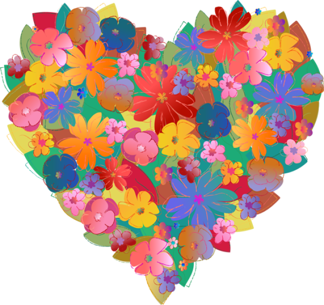 Hearts And Flowers Clip Art - Flowers Heart Pretty (640x602)