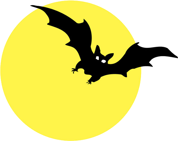 Moon With Bats Halloween Cartoon Clip Art - Happy Birthday Halloween Text (600x600)