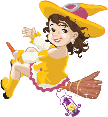 Funny Witches Halloween Witch Cartoon Clip Art Images - Yellow Witch Clipart (400x400)