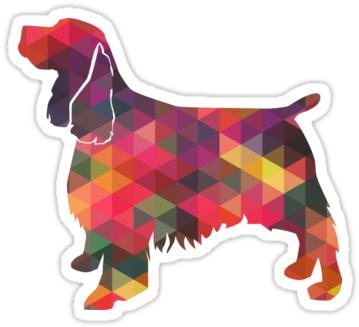 Springer Spaniel Dog Colorful Geometric Pattern Silhouette - Spaniel (375x360)