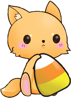 Kitty With Candy Corn Render By Temari222 - Art Sweet Animals (503x404)