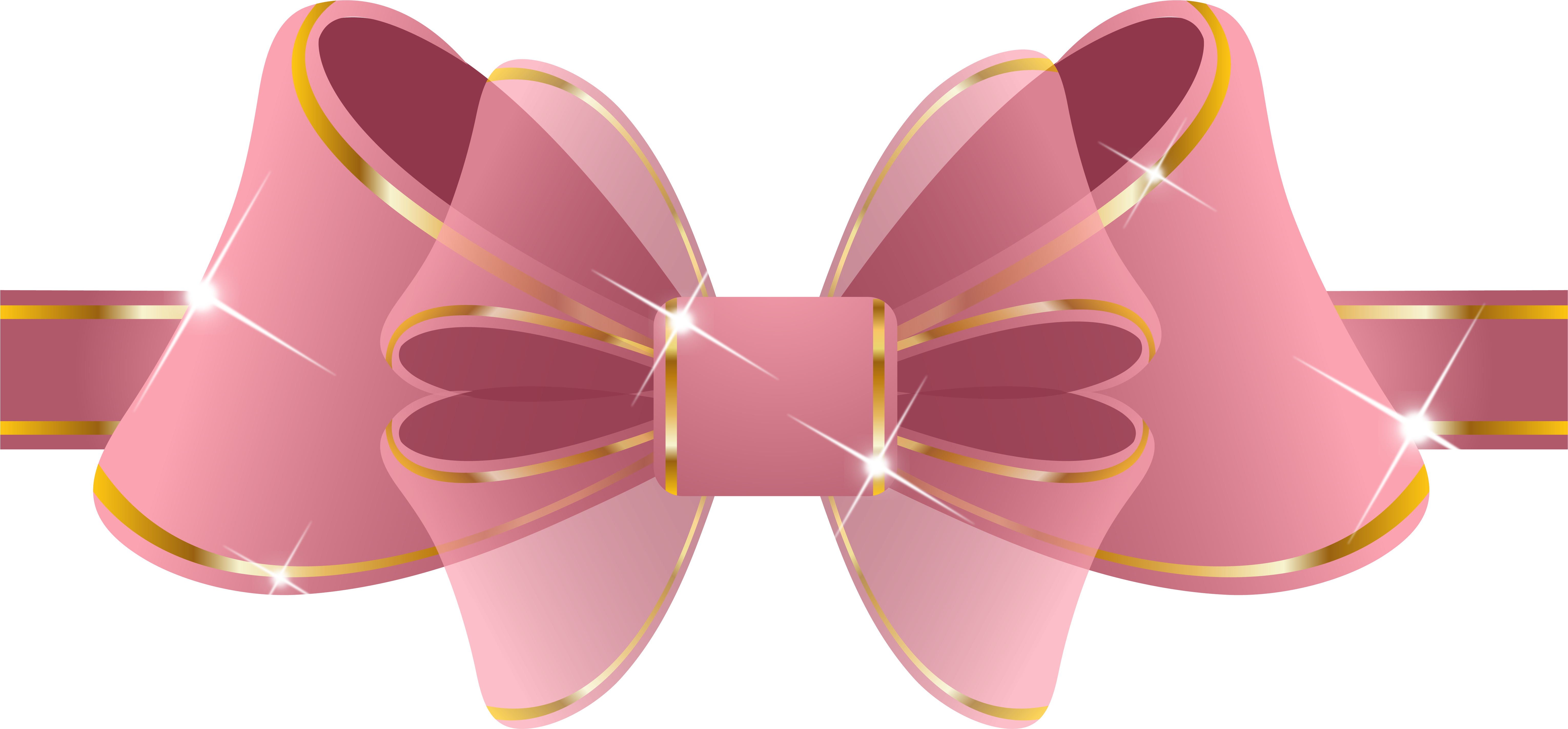 Beautiful Pink Ribbon Png Clipart Image - Gold And Pink Ribbon (6124x3101)