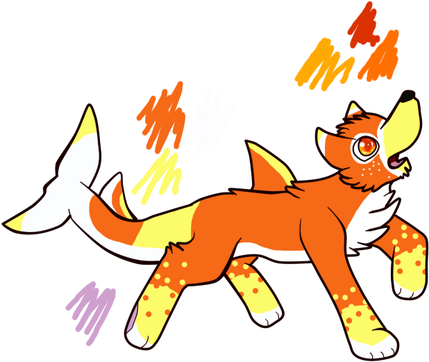 Candycorn Shark Wolf By Fluffy Furry Fun - Gray Wolf (700x600)