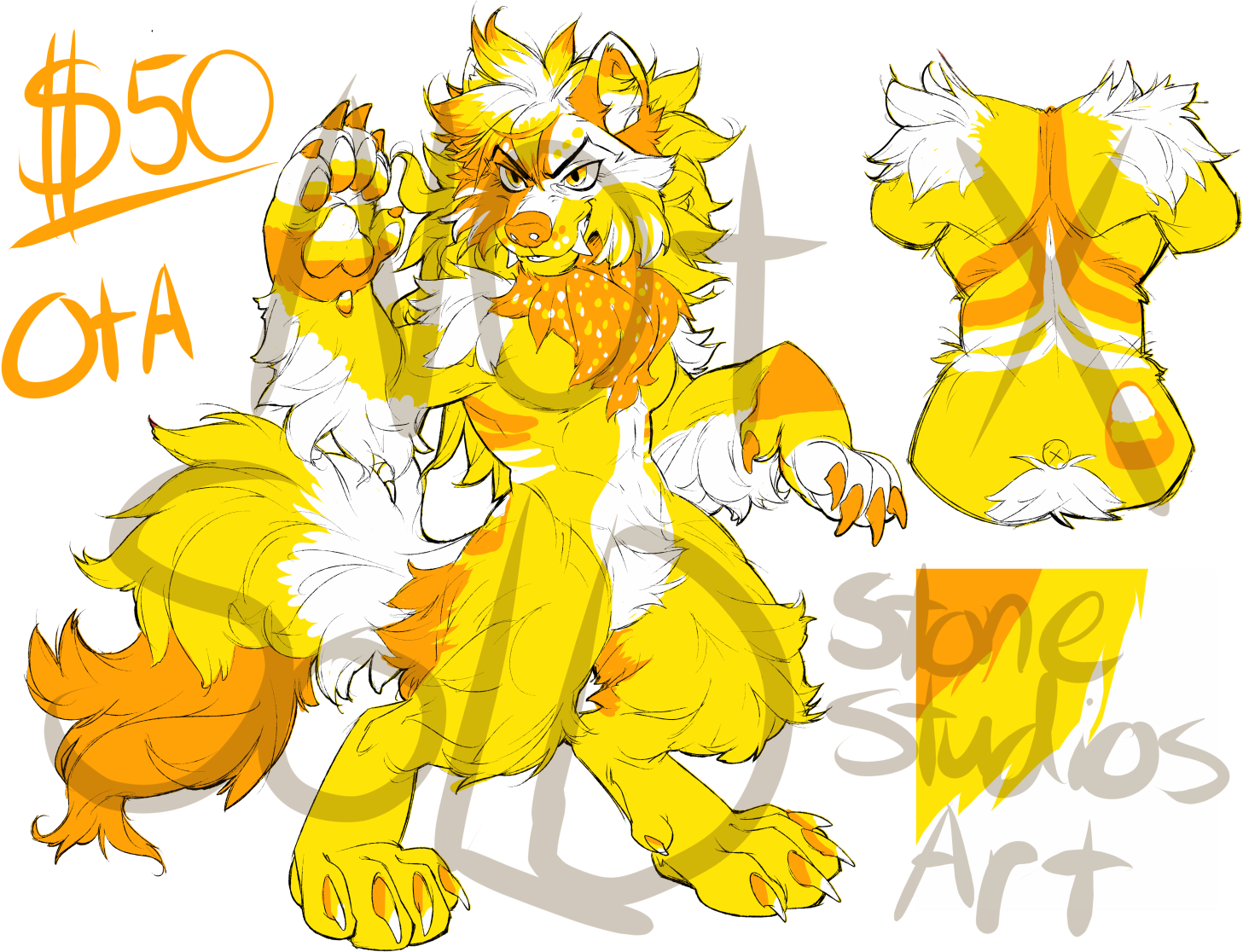 Candycorn Werewolf Adopt - Cartoon (1500x1144)