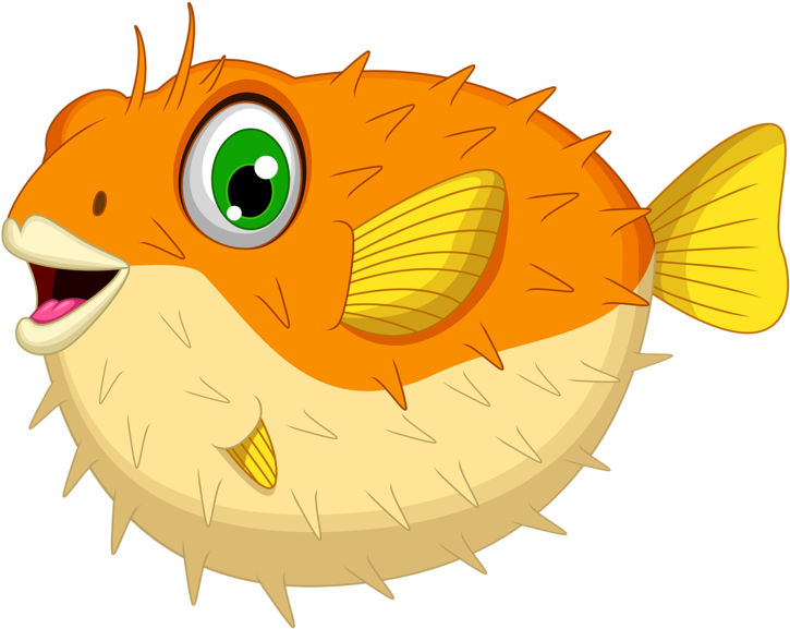 Cute Blowfish Or Diodon Holocanthus Cartoon Stock Illustration - Blowfish Clipart (800x624)