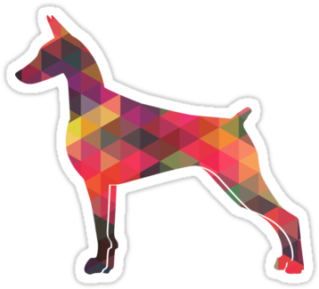 Doberman Pinscher Dog Colorful Geometric Pattern Silhouette - Pinscher (375x360)