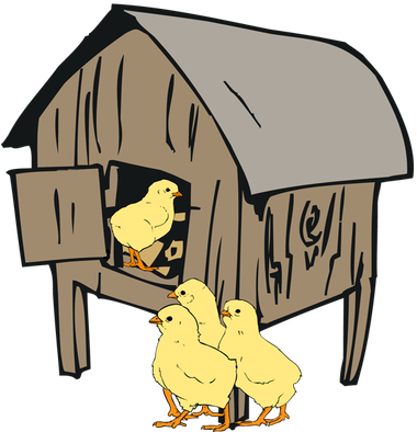 Hen House Clipart - Hen In The Pen Clipart (388x400)