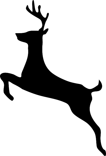 Deer, Stag, Antler, Black, Jumping - Deer Clip Art (436x640)