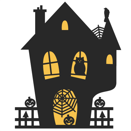 Nice Haunted House Silhouette Clip Art Spooky House - Spooky Cute Halloween House (432x432)