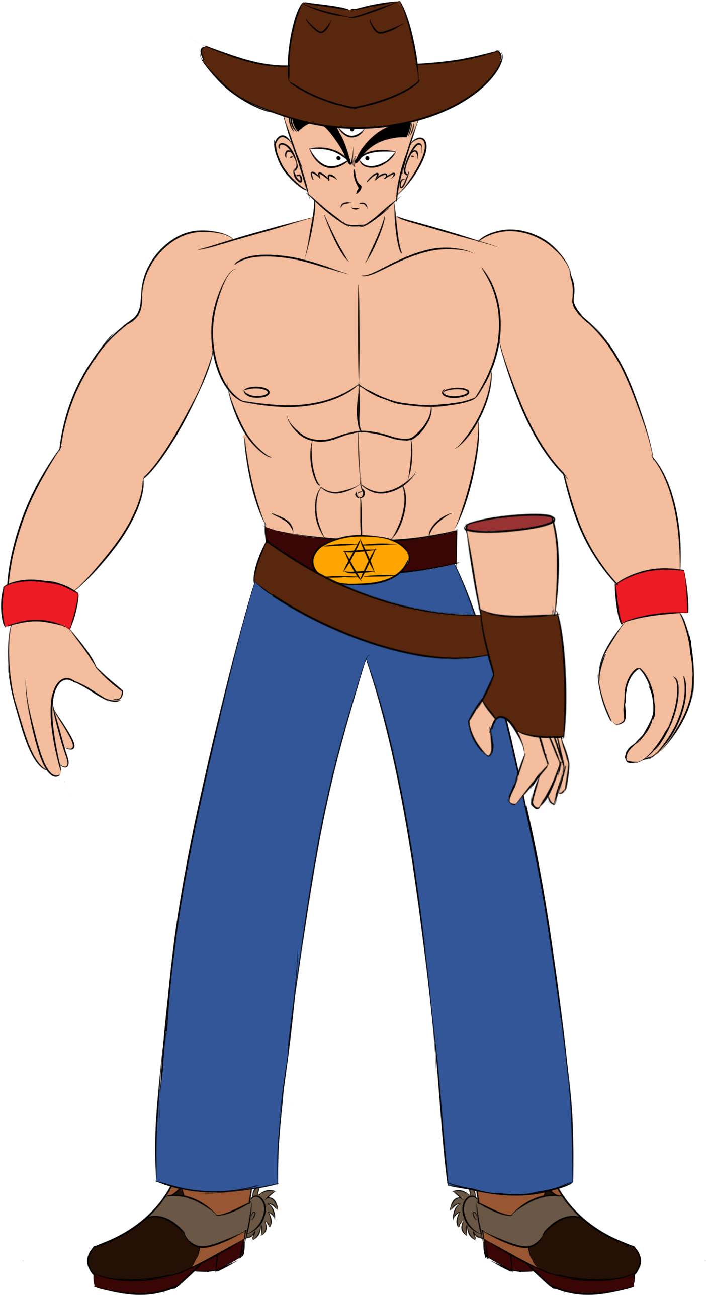 Tien The Three-eyed Cowboy By Fastfroob - Cartoon (1650x2600)
