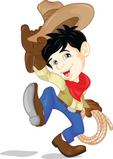 Cowboy Boxes Vs Cardboard - Cartoon Cowboy Kid (447x630)