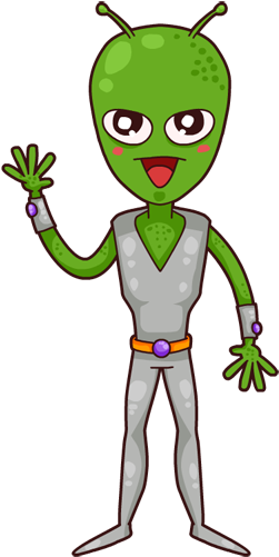 Alien Clipart Cliparts Co - Glückliches Grünes Alien Mit Dem Grußkarte (360x577)