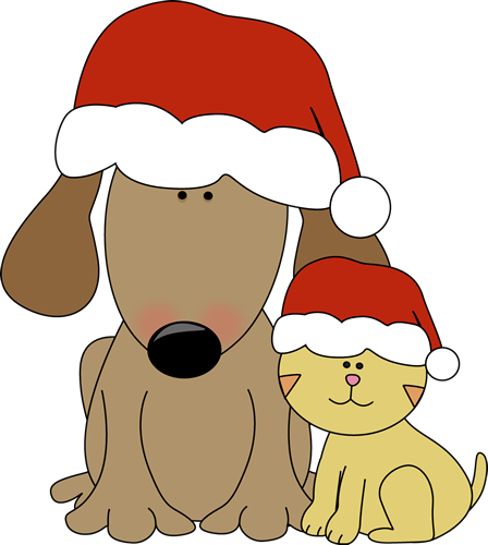 Christmas Dog And Cat - Dog And Cat Holiday Clipart (448x500)