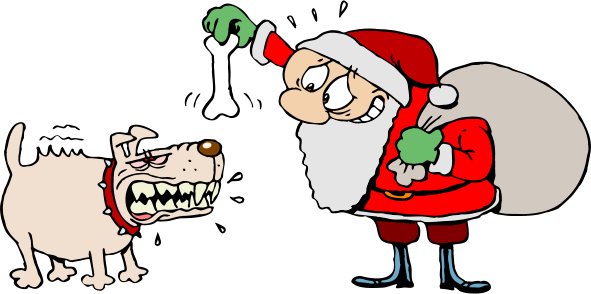 Santa And Dog Clipart - Angry Dog (591x294)
