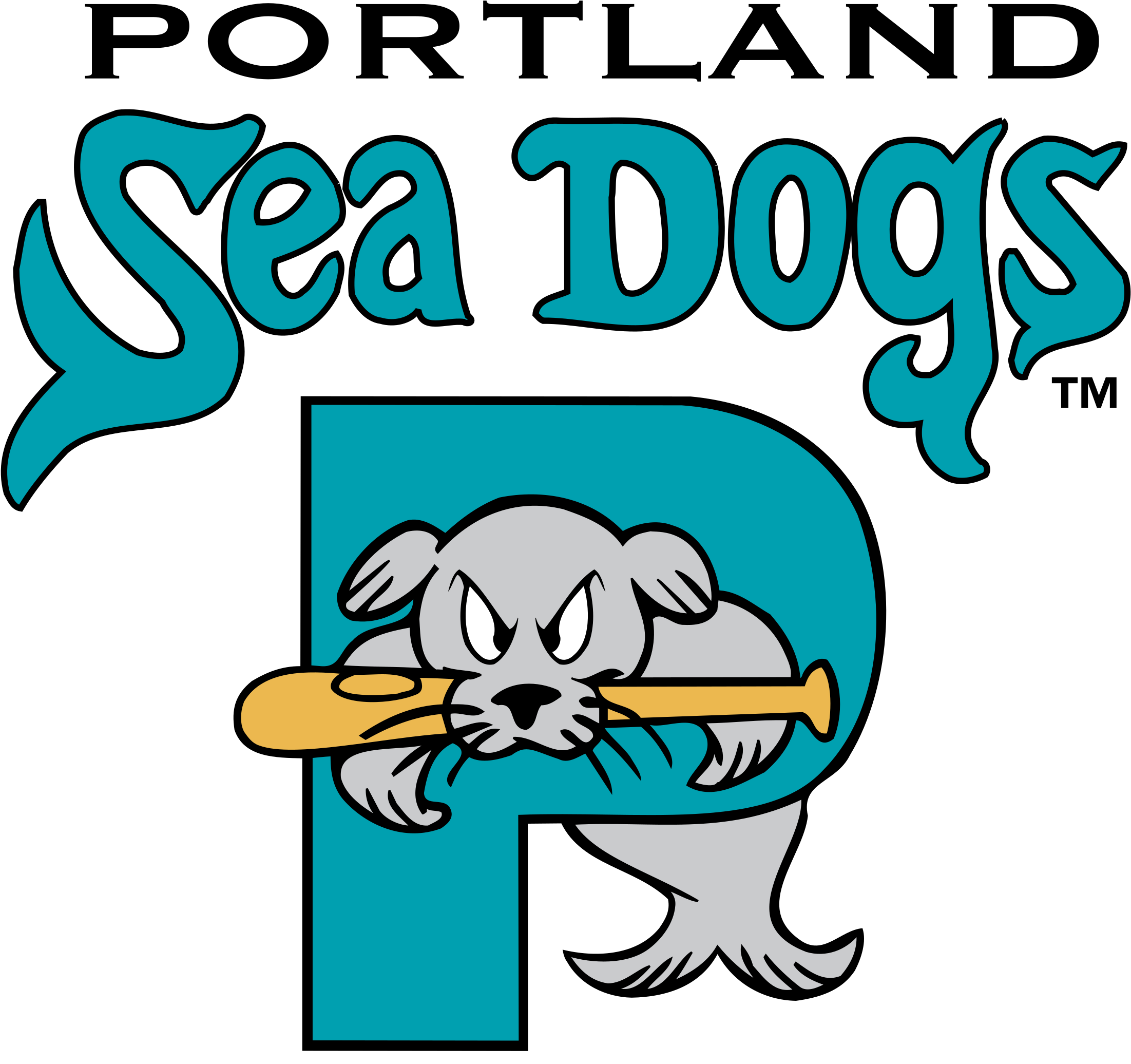 Portland Sea Dogs Logo Black And White - Portland Sea Dogs Shirt (2400x2400)