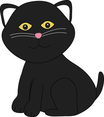 Cute Halloween Black Cat Clip Art - Black Cat Clipart (440x496)