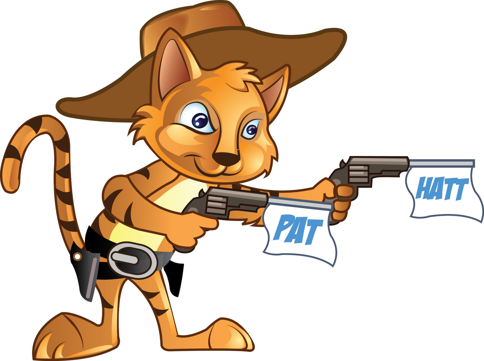 Baby Cowboy Hat And Boots Clipart Download - Cat With Gun Cartoon (1600x1194)
