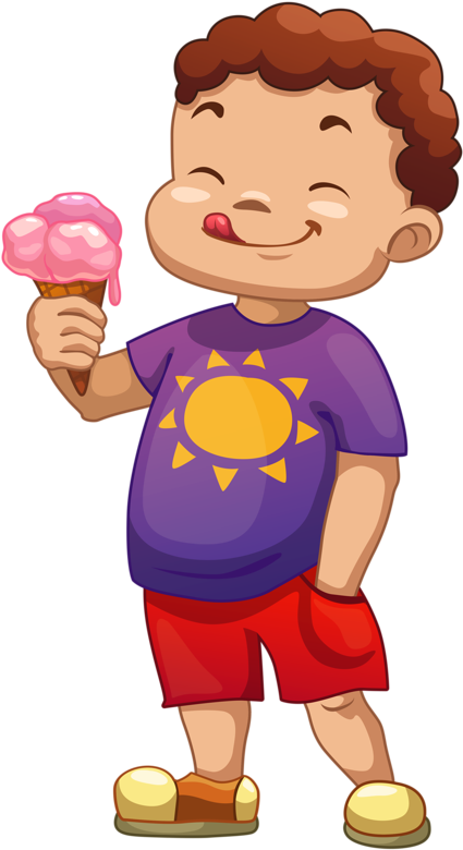 Quenalbertini Ice Cream Tastes Better In Vacation Days - Kid With Ice Cream Cartoon (475x800)