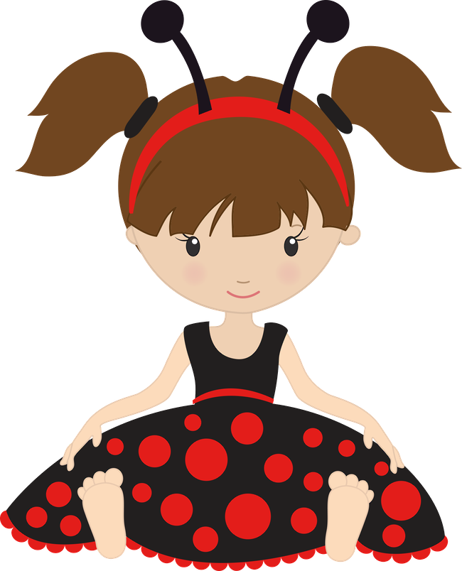 Art Girlladybugclip - Inktastic Ethnic Ladybug Girl In Black Dress Baby Bib (650x804)