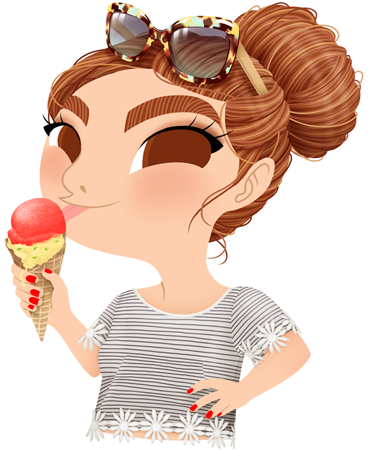 Anna Lubinski - Illustration - Cartoon Portrait - Character - She Is Eating Ice Cream Clipart (368x450)