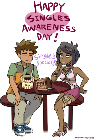Oc Artbrock And Olivia Eating Ice Cream & Wallowing - Ash X Olivia Pokemon (412x590)
