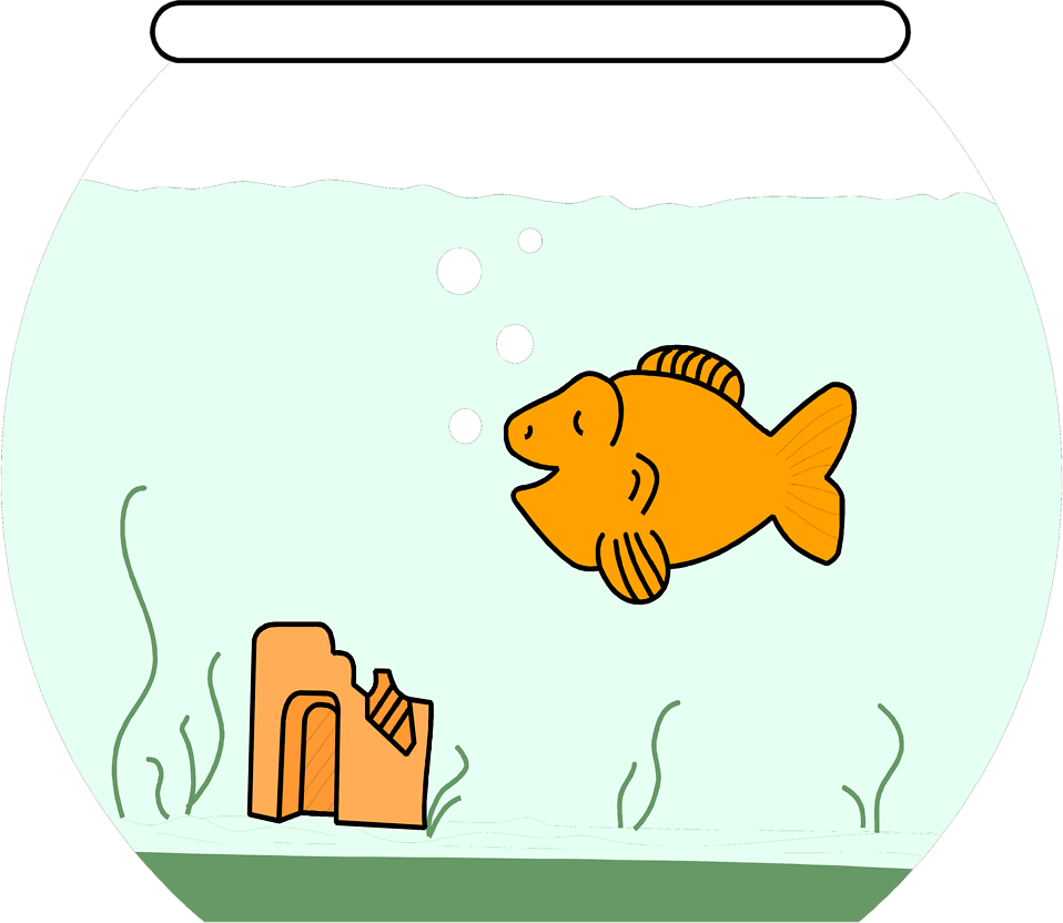 Goldfish - Cartoon Goldfish In Bowl (958x832)