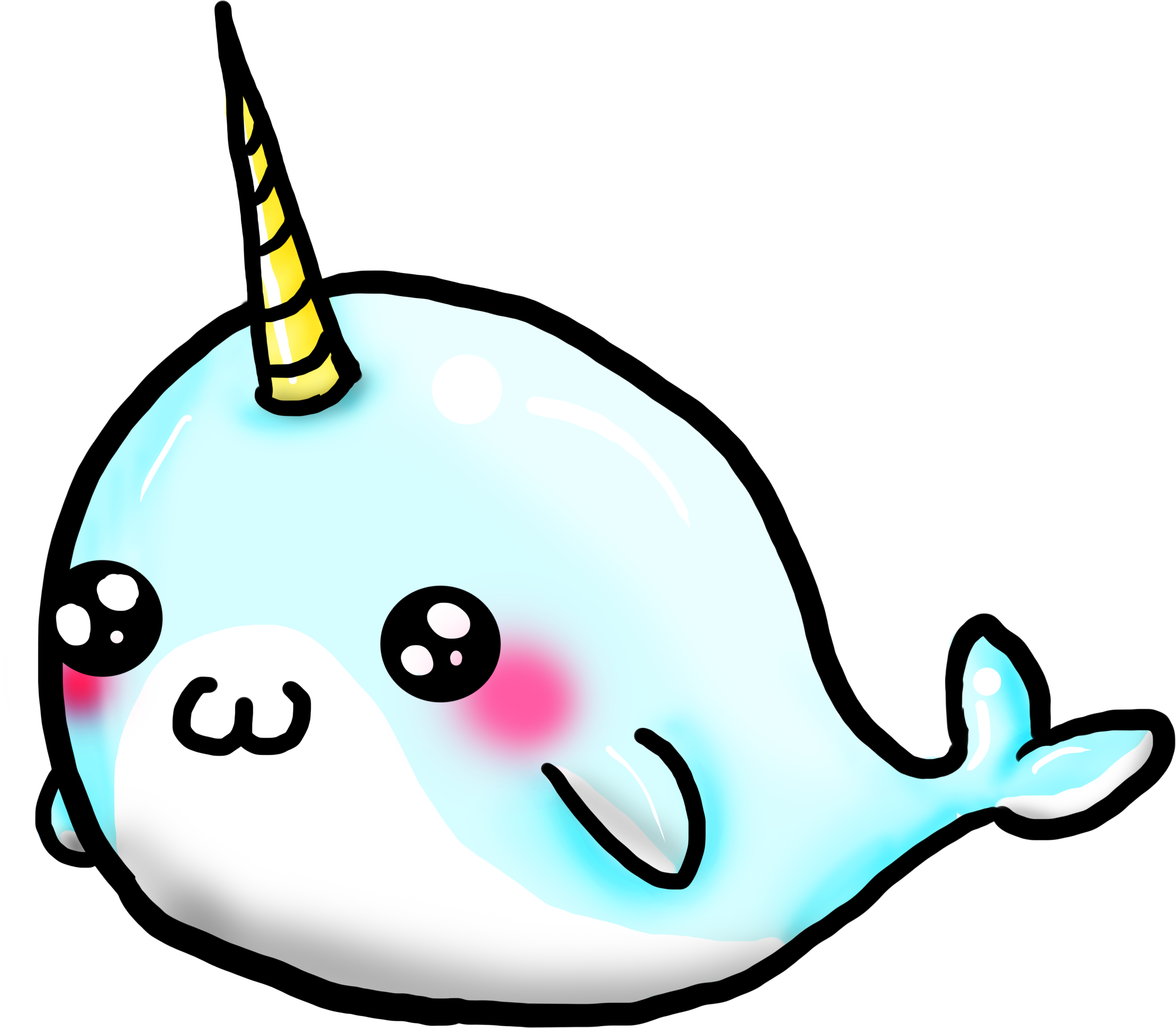 Narwhal Clipart Adorable Pencil And In Color Narwhal - Narwhal Cartoon (5467x4325)