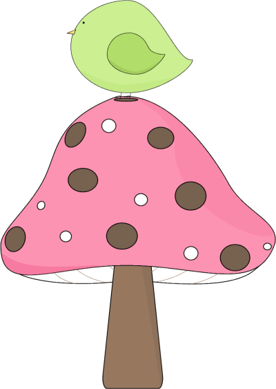 Bird Sitting On A Mushroom - Clip Art (400x563)