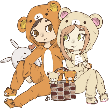 Rilakkuma And Korilakkuma Kigurumi By Sayfate - Rilakkuma Y Korilakkuma Anime (448x443)