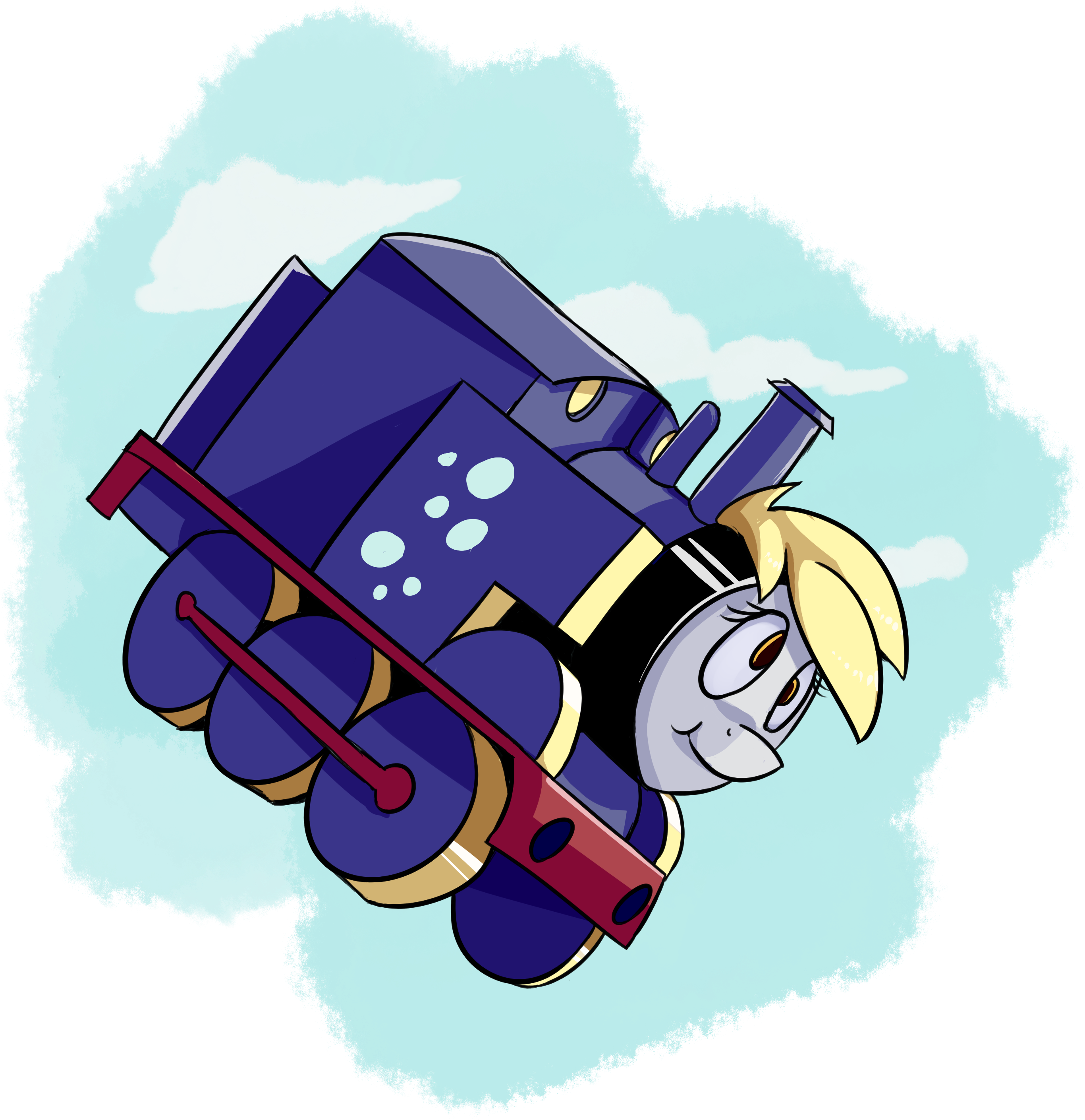 Impcjcaesar, Crossover, Derpy Hooves, Female, Locomotive, - Cartoon (2737x2834)