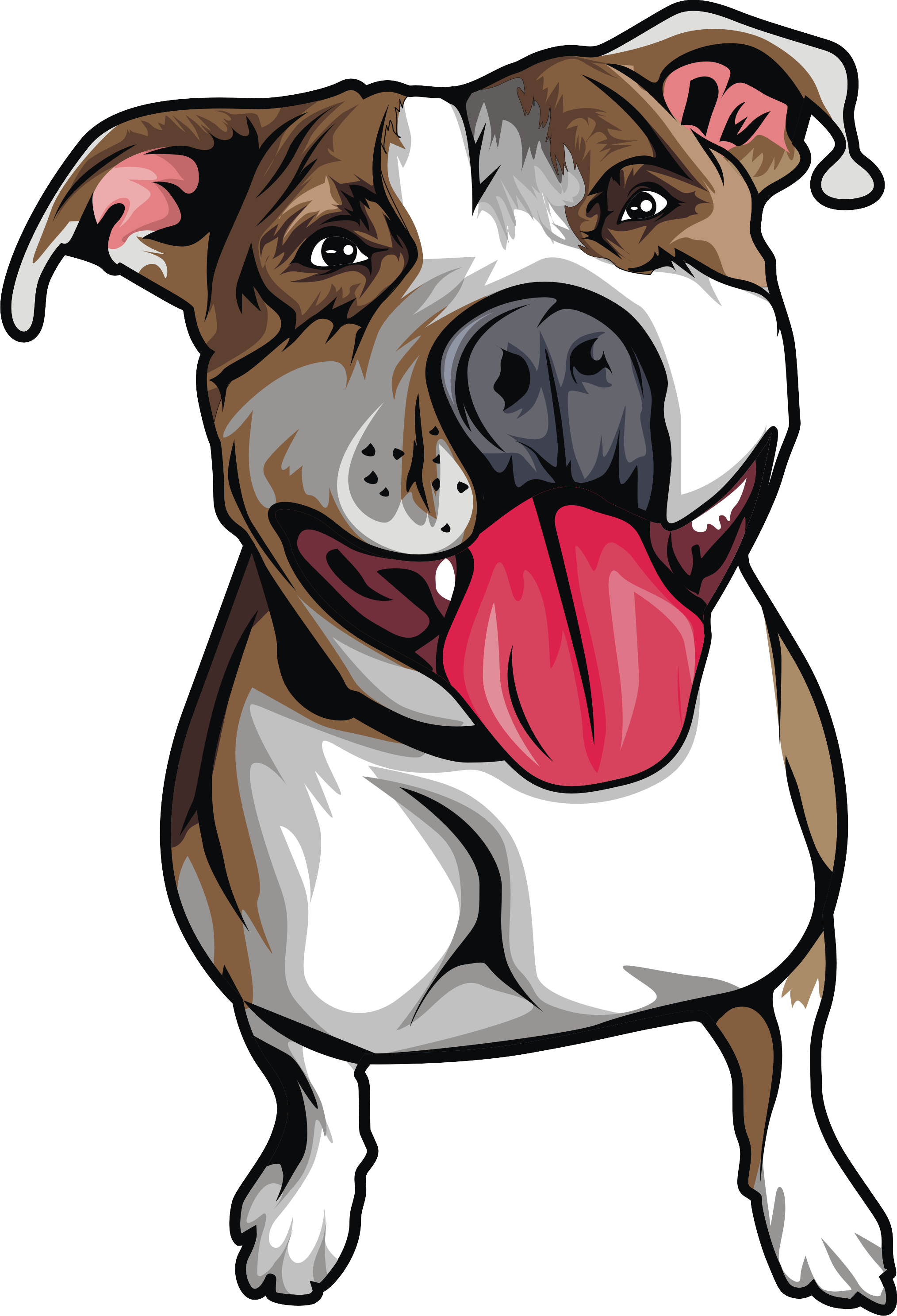 Bulldog In Cartoon Style - American Pit Bull Terrier (2028x2972)