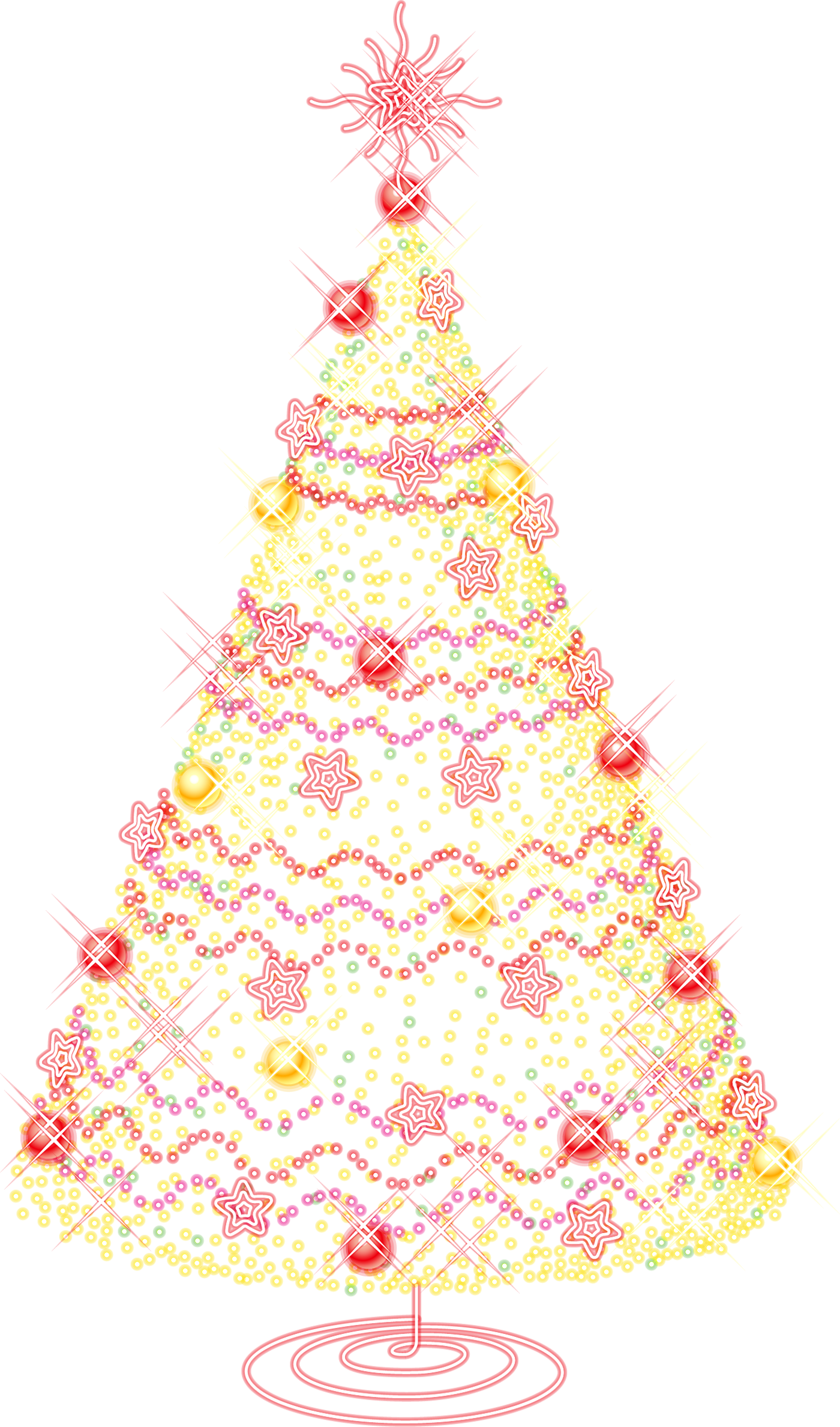 Large Gold Transparent Christmas Tree With Ornaments - Transparent Christmas Tree (1400x2377)