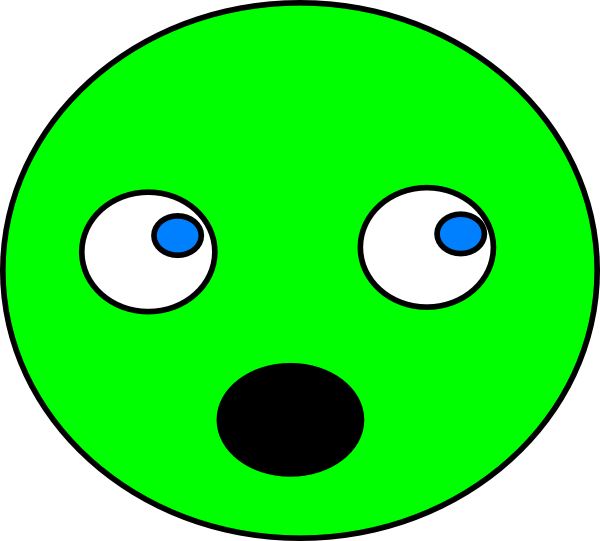 Clipart - Green Scared Face (600x541)