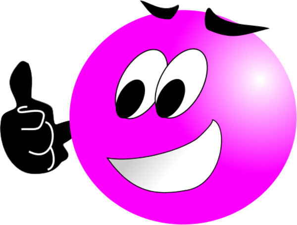 Pink Clipart Smiley Face - Pink Thumbs Up Emoji (600x454)