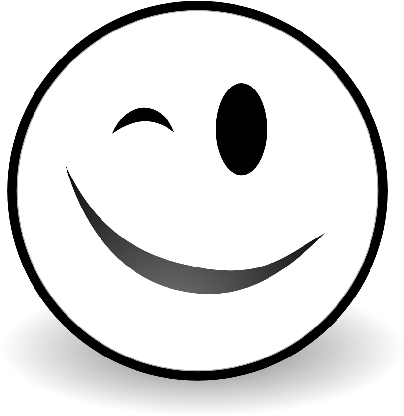 Wink Black And White Clipart - Smiley (999x999)