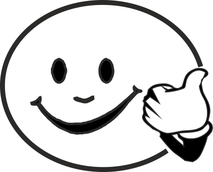Smiley Face Thumbs Up Clipart Black And White Clipartuse - Happy Faces Clip Art Black And White (423x342)