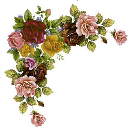 Tendrils Of Flowers - Vintage Floral Corner Border Png (500x448)